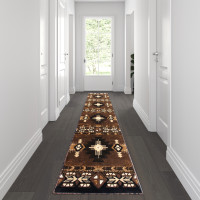 Flash Furniture ACD-RG783-210-CO-GG Mohave Collection 2' x 10' Chocolate Traditional Southwestern Style Area Rug - Olefin Fibers with Jute Backing